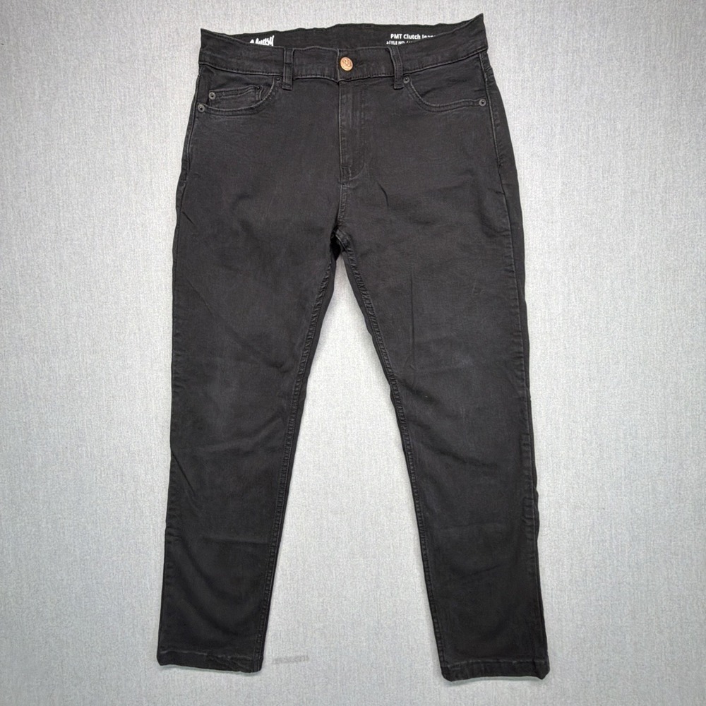 Mugsy PMT Clutch Jeans Mens 34x30 (Fits 32x28) Black Straight Stretch Denim
